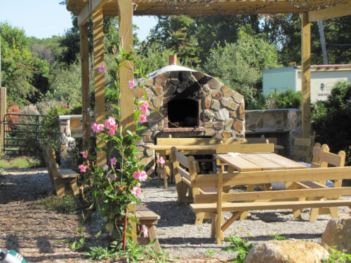 outdoor kitchen with beehive oven